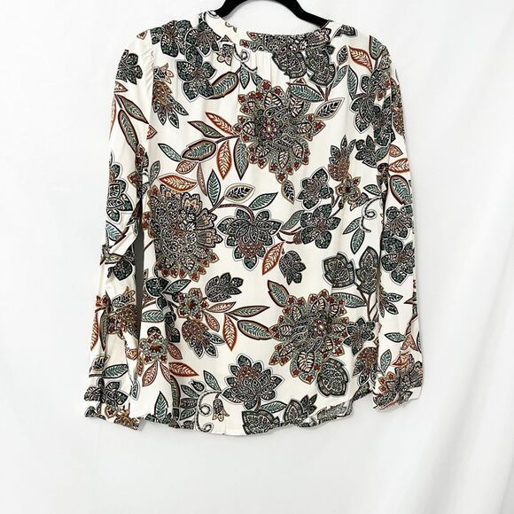 Christopher & Banks Long Sleeve Button Down Paisley Floral Blouse Ivory Size M - Picture 3 of 7